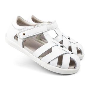 Big Kids Tropicana Ii Sandal With Quickdry Leather: Bobux Kid + Plus Tropicana II Closed Toe Quick Dry Sandal White CLEARANCE Last One