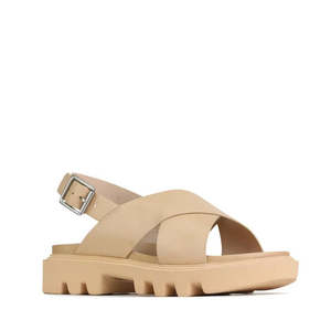 Eos: EOS Womens Flighty Nude Chunky Look Leather Sandal