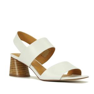 EOS Peto White Leather Sandal with Heel & Back Strap