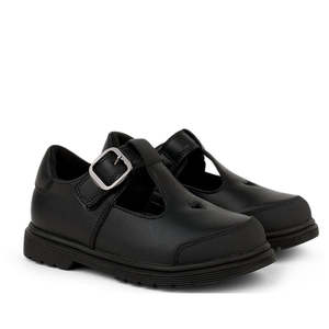 Pretty Brave Athena Trainer Black Leather T-Bar School Shoe