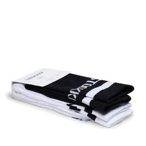 BIRKENSTOCK Crew CottonTennis Striped Socks 2 Pair Pack Black White