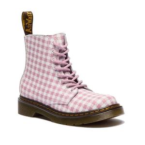 Dr Martens Doc: Dr Martens kids - 1460 J Juniors Gingham Pink Lace Up Boot with zip