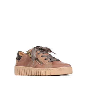 Eos: EOS Tinah Oak Light Brown Leather Trainer With Zip