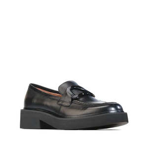 EOS Womens Leia Loafer Slip In Black Leather
