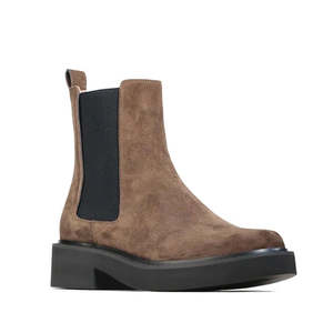 Eos: EOS Womens Leilin Suede Kalamata Brown Ankle Pull On Boot