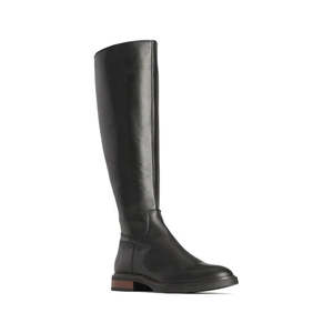 EOS Blanche Womens Black Leather High Boot Low Heel