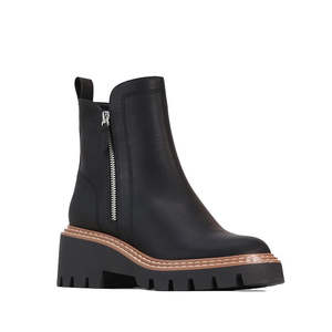 Los Cabos: Los Cabos Vianne Women's Chelsea Zip Black Boot PU