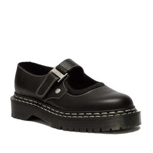 Dr Martens - Women's Mary Jane WDS Bex White Double Stitchin Black Leather