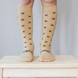 Lamington Merino Wool Socks For Kids Women Men: Lamington Chestnut Tan Black Merino Socks Knee High