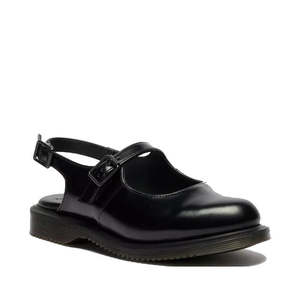 Dr Martens Sandals: Dr Martens Madaline Black Smooth Womens Slingback Mary Jane Shoes