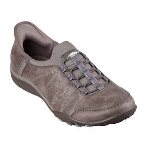 Skechers Womens Breathe Easy Home-Body WIDE Slip Ins Sneaker Dark Taupe