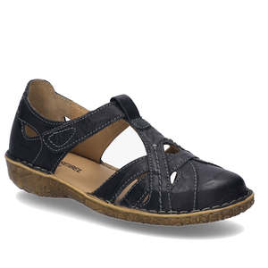 All: Josef Seibel Rosalie 29 Black Leather Womens Covered Toe Sandal