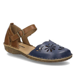 All: Josef Seibel Rosalie 04 Shark Kombi Leather Covered Toe Sandal Navy Tan