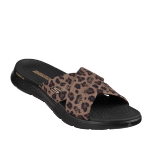 Skechers -Go Walk Flex Sandal Kat Slide Black Leopard
