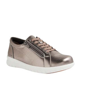Casuals Sports: Ziera Solar XW Women's Casual Sneaker Zip Pewter Tumbled Leather