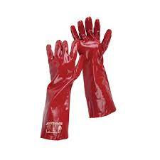 Pvc Gloves: Armour 45cm PVC Red Gauntlet Glove