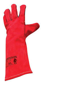 Leather Gloves: Armour Red Lefties Welding Gauntlet Glove - 40cm