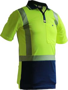 King Size 8xl 14xl: Caution Hi-Vis D/N Segmented Tape Microfibre Polo