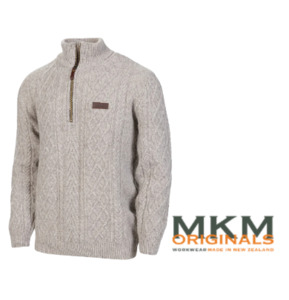 Fleece And Hoodies: MKM Highland  Half Zip- 100% WOOL