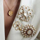 Vintage White Crystal & Baroque Pearl Brooch – Antique-Style White Crystal Bro&hellip;