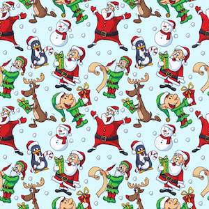 Cotton Spandex Printed: Santa and Elf - Cotton Spandex - 250g 50cm