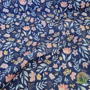 Linen: Pink, Blue & Mustard Navy-100% Linen