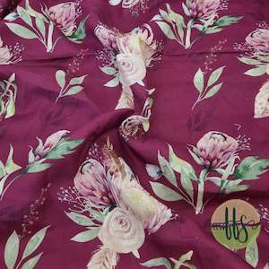 Linen: Proteas on wine -100% Linen