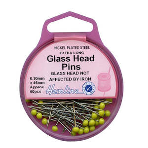 Needles: Extra Long Glass Head Quilting Pins - 45mm