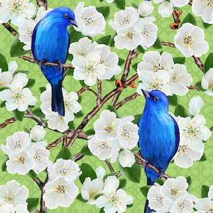 Floral Designs: Blue Bird White Flower   - Custom Pre-order