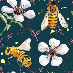 Prints: Manuka Flowers & bees - Cotton Spandex - 250g