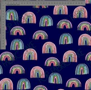 Spring Rainbow on Navy- Wolf & Rabbit - Custom Pre-order