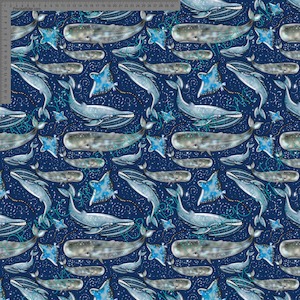 Whales on Navy Sparkle - Sarah McAlpine Art- Custom Pre Order