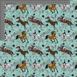 Animals Sarah Mcalpine: Horses on Teal Double layer - Sarah McAlpine Art- Custom Pre Order