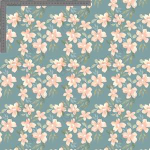 Peachy Blossoms Teal - Ashleigh Fish - Custom Pre Order