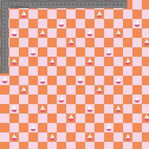 Coastal Cool Ashleigh Fish Custom Pre Order: Pink Boats on Squares- Ashleigh Fish - Custom Pre Order