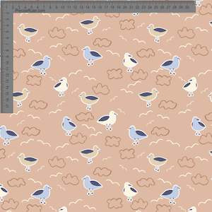 Coastal Cool Ashleigh Fish Custom Pre Order: Seagulls on Natural- Ashleigh Fish - Custom Pre Order