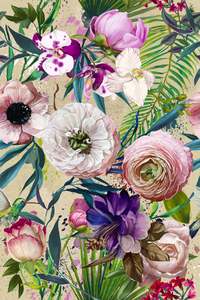 Flower Paradise - Cotton Spandex - 230g = 55cm remnant