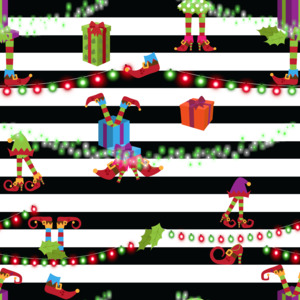 Prints: Elf and Stripes- Cotton Spandex - 250g - 1.2 metre remnant