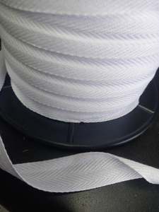 Apparel Cords And Tapes: 25mm Knitted poly/cotton webbing/tape - White