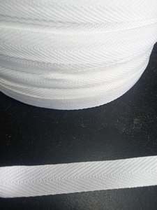 Apparel Cords And Tapes: 16mm knitted herringbone Poly/cotton tape - White