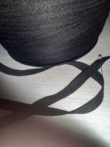 Apparel Cords And Tapes: 12mm knitted Poly/cotton tape - Black