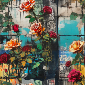 Graffiti Roses - Cotton Spandex - 250g - 50cm