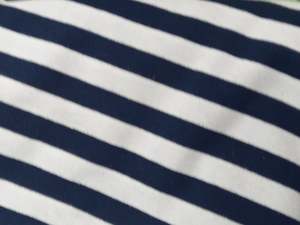 All Fabric: Ink/white strpes Cotton Spandex - 1 metre remnant