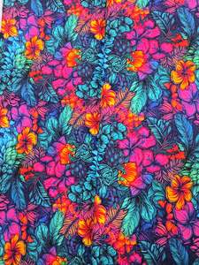 Prints: Neon Flowers - Cotton Spandex printed - 50cm