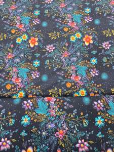 Prints: Embroided Space Flower - Cotton Spandex printed - 50cm