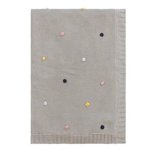Baby: Baby Blanket Pom Pom Cotton Grey Marle