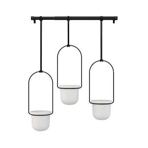 Functional: Hanging Planter Triflora White/Black