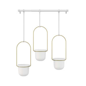 Hanging Planter Triflora White/Brass