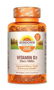 Sundown Naturals: Sundown Naturals Vitamin D3 (400 Softgels)