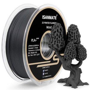 Isanmate Wood Pla: iSANMATE PLA+ BLACK EBONY WOOD-2 1.75mm Filament 1kg roll